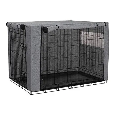 chengsan Dog Crate Cover for Large Dog Crate, Grey Cage Cover Fits Most Dog Cages, Durable Windp