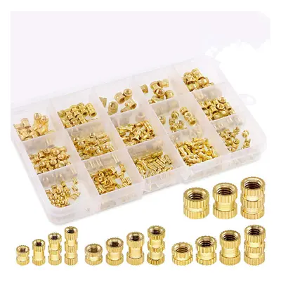 370Pcs M2 M3 M4 M5 Female Thread Knurled Brass Threaded Insert Embedment Nut Assortment Kit for 