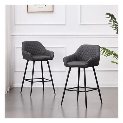 2x Bar Stools Dining Room Kitchen Breakfast High Chairs With LeatherPU