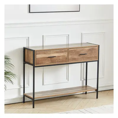 Metal Frame Console Table for Hallway with Drawers