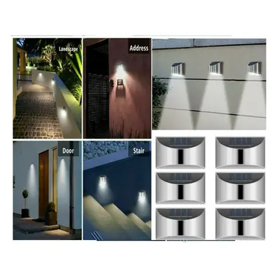 8Pc LED Solar Power Garden Fence Lights Wall Light Patio Outdoor