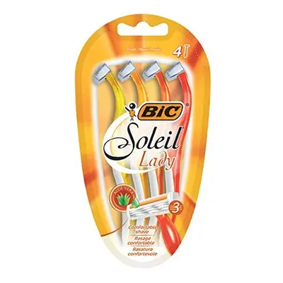 Bic Soleil Triple-Blade Women's Razors, Pack of Disposable Women's Razors with Twin Lubricating 