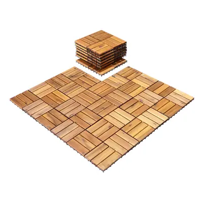 27 PCS Acacia Wood Patio Deck Tile Hardwood Flooring Tile Interlocking