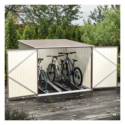 Outdoor Lockable Bike Storage Shed, Grey