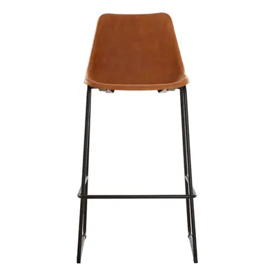 Elevated And Comfortable Camel Bar Stool With Black Legs, Sleek Kitchen Stool, Stable Contempora