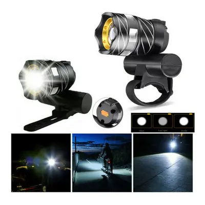 650LM T6 LED Zoomable Bike Headlight USB Charging Super Bright Bike Front Light Cycling Warning 