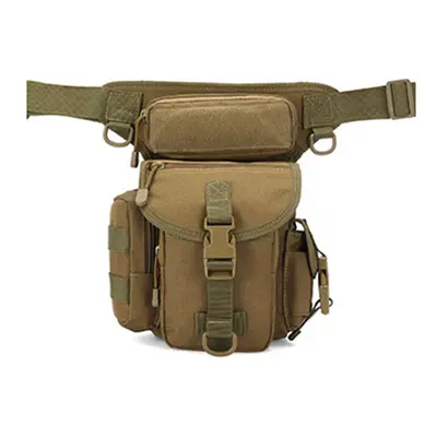 (Khaki) Canvas Waterproof Tactical Bag Waist Pack Leg Bag Camping Hiking Hunting Belt Bag