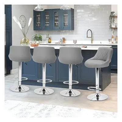 Modern Bar Stools Set 3pcs Leatherette Exterior Adjustable Swivel Gas Lift