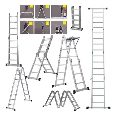 4.7M Multi-Purpose Aluminium Folding Step Ladder Lightweight Heavy Duty in Combination Ladder w/