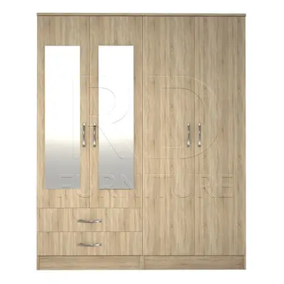 Ready assembled Classic Door Drawer Mirrored Wardrobe Oak