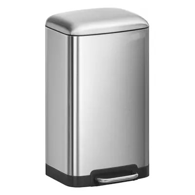 (Silver, Pedal Bin 30L) liter trash can, steel pedal box, with inner bucket and lid, soft closin