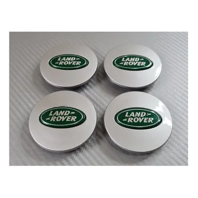 Land Rover Wheel Centre Caps - Silver/Green 62mm Set of