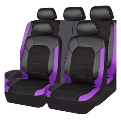 (purple) Pu Leather Car Seat Covers Universal Full Synthetic Set Full Seat Covers