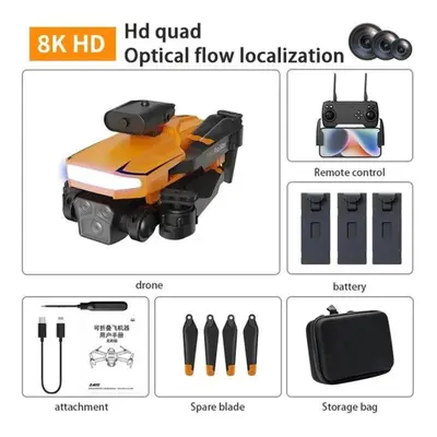 (8K battery, Orange) New P18 UAV ESC Dual Camera Brushless Optical Flow Positioning WIFI FPV Fix