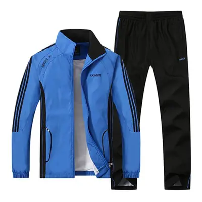 (blue, XXXXXL) Men &apos;s Set Spring Autumn Men Sportswear Two Piece Set Sporting Suit Jacket +