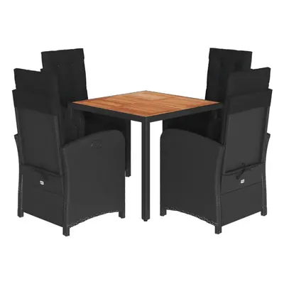 vidaXL Garden Dining Set Piece with Cushions Dining Chair Black Poly Rattan