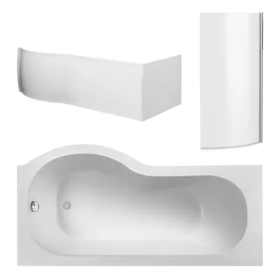 Right Hand Shower Bath Bundle - Includes Tub, Curved 6mm Safety Glass Screen and Front Panel - 1