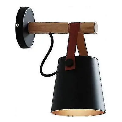 Wall Light Wooden Leather Trim Led Wall Light E27 Pedestal Lighting Fixture