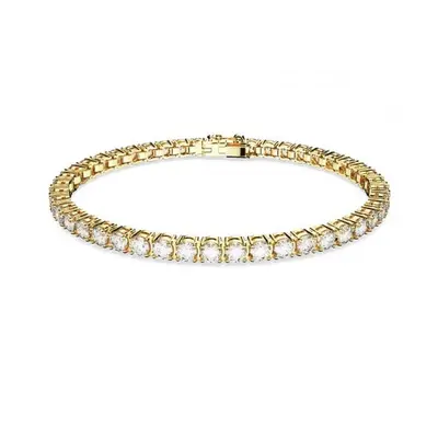 Swarovski Matrix Gold-Tone Plated Round Cut White Tennis Bracelet - Size