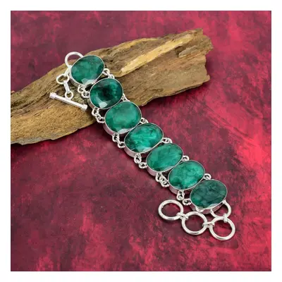 (green, Inches With Adjustable) Zambian Emerald Bracelet, Solid Sterling Silver Bracelet, Zambia