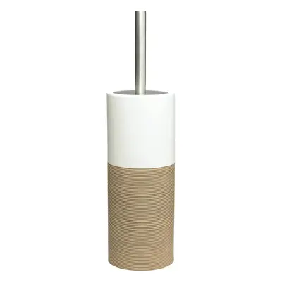 (Sand) Toilet brush and holder, porcelain, beach color, 10.1 x 38.3 x 10.1 cm