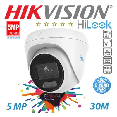 HIKVISION HILOOK COLORVU 5MP IP POE IPC-T259H 2.8MM WIDE ANGLE OUTDOOR