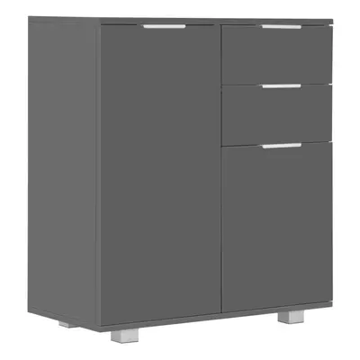 vidaXL Sideboard High Gloss Grey Engineered Wood Drawer Cabinet Organiser