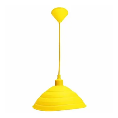 (Yellow) Pendant Lamp Holder Colorful Silicone Folding Lampshade Ceiling Light Socket AC 110-240