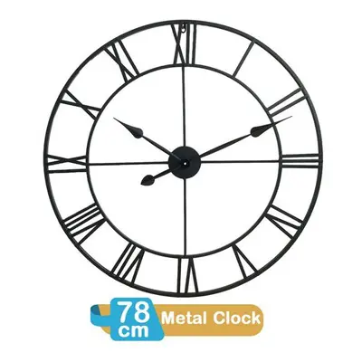 (78 cm) Large Roman Metal Round Wall Clock Big Numerals