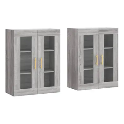 vidaXL Wall Mounted Cabinets Storage Cupboard2 pcs Grey Sonoma Engineered Wood