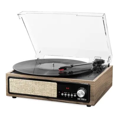 Victrola 3-in-1 Bluetooth Record Player with Built in Speakers and 3-Speed Turntable Farmhouse W