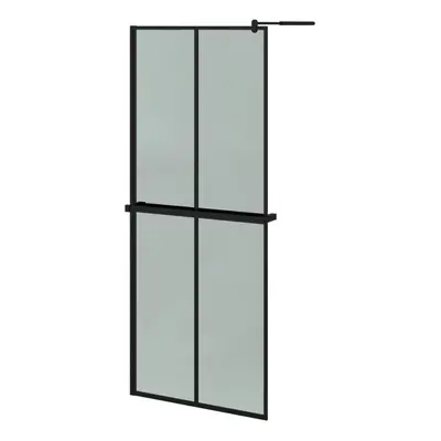 (black, x cm/2x2 grids) vidaXL Walk-in Shower Wall Bath Enclosure with Shelf ESG Glass and Alumi