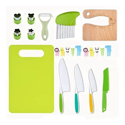 13 Pieces Kids KnifeÂ for Chopping Wooden Kitchen Knife Set for Toddler Plastic Children Cooking