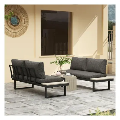 Outsunny Seater Shaped Aluminium Garden Furniture Set with Coffee Table