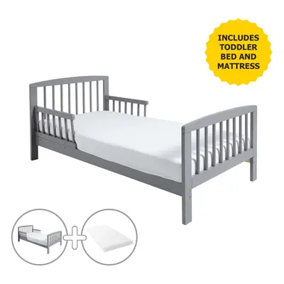 Sydney Grey Toddler Bed Kinder Flow Mattress & Water Resistant Cover