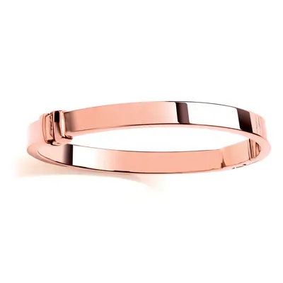 Jewelco London Ladies Rose Gold-Plated Sterling Silver Rectangular Tube Cuff Bangle Bracelet 7mm