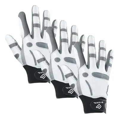 (M - Pack, White) Bionic Mens ReliefGrip Cabretta Leather Lightweight Padded Golf Glove - RH