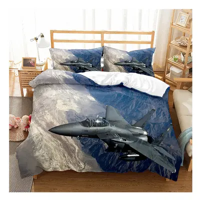 (Style 01, Single (135X200CM)/2PCS) Fighter plane Bedding Single Double Duvet Cover UK