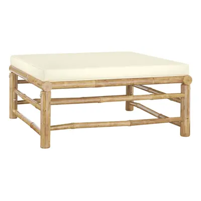 vidaXL Patio Footrest with Cream White Cushion Bamboo