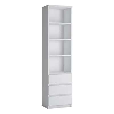 Alpine White Fribo Tall narrow drawer bookcase in White - Fribo White