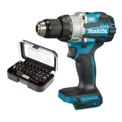 Makita DHP489Z 18v LXT Brushless Combi Hammer Drill Metal Chuck + 30PC Drill Set