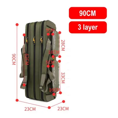 (as the picture, layer 90cm) Fishing Bag 80/90/100/120/125/130cm 2/3/4 Layer Fishing Bag Oxford 