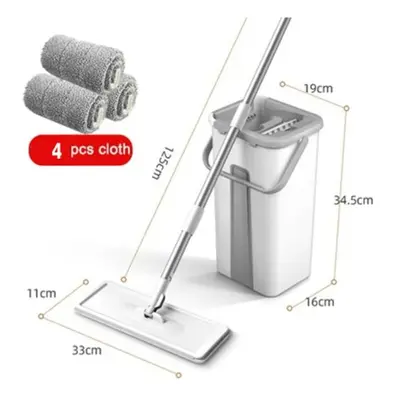 (Bucket-mop-4cloth) Mops Floor Cleaning Microfiber Squeeze Mops Spin Mop With Bucket 360rotating