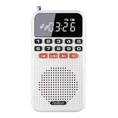 (white) Portable Pocket Radio Dual Antenna Radio Receiver Mini Bluetooth Speaker With Led Displa