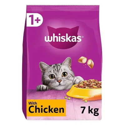 Whiskas 1+ Chicken 7kg Bag, Adult Cat Dry Food - Pack May Vary