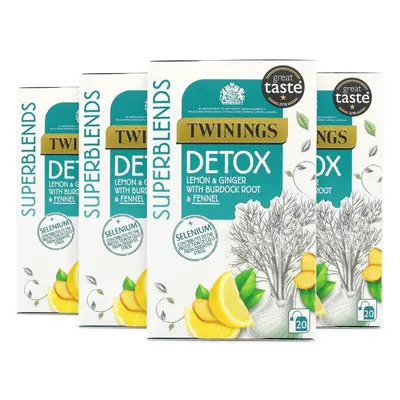 Twinings Superblends Detox with Lemon, Ginger, Burdock Root & Fennel, Teabags (Multipack of x Ba