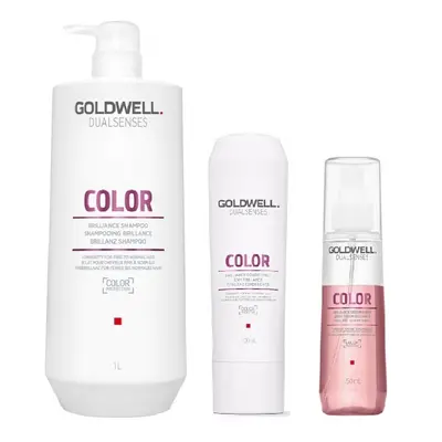 Goldwell Dualsenses Color Shampoo 1000ml, Conditioner 200ml and Serum Spray 150ml