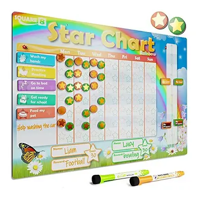 Rainbow Magnetic Reward Chart with Golden Stars Encourage Good Behaviour and Develop LifeLong Po