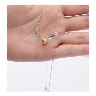 100% Pure Silver Golden Snitch Pendant Necklace The Deathly Hallows Wing Charm Quidditch Snitch 