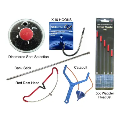 Hunter Pro 10' Rod, HP200XR Reel, Wagglers, Dinsmores Shot, Hooks, Rod Rest, Catapult